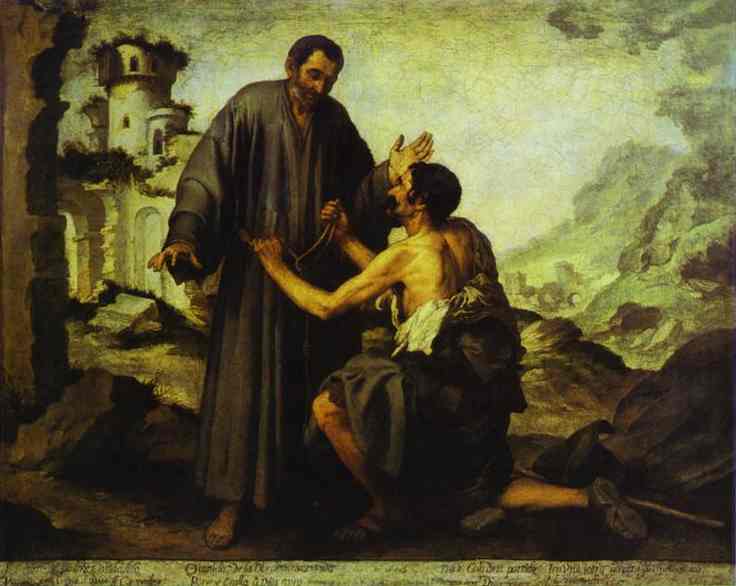 736x586 Oil Paintingbrother Juniper And The Beggar. Oil On Canvas. Louvre - Beggar Painting