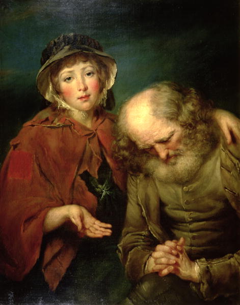 471x600 The Blind Beggar And His Grand Daughter Painting John Russell - Beggar Painting