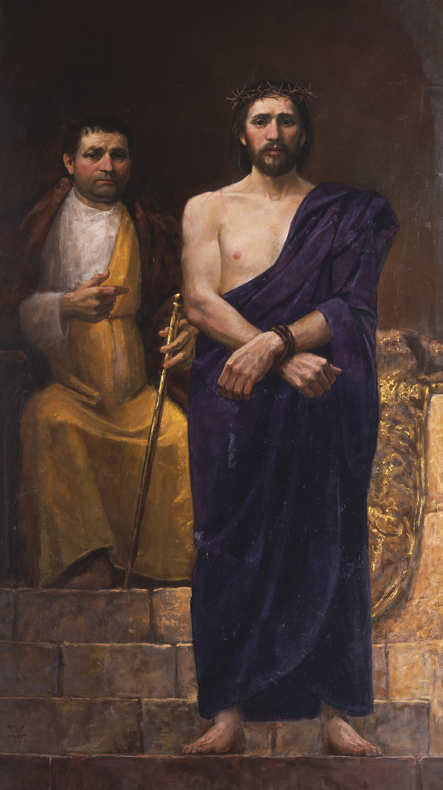 883x1573 Christ And Pilate Behold The By Marcus Vincent - Behold The Man Painting