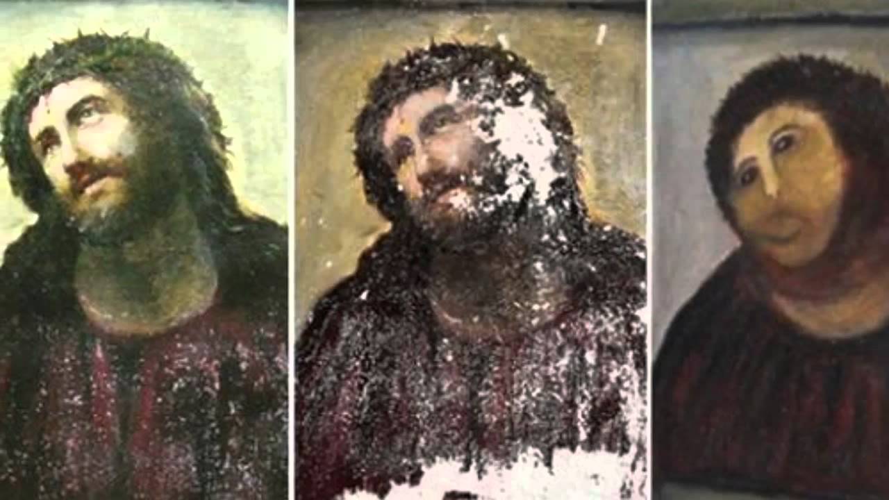 1280x720 Spanish Fresco Restoration Botched By Amateur - Behold The Man Painting