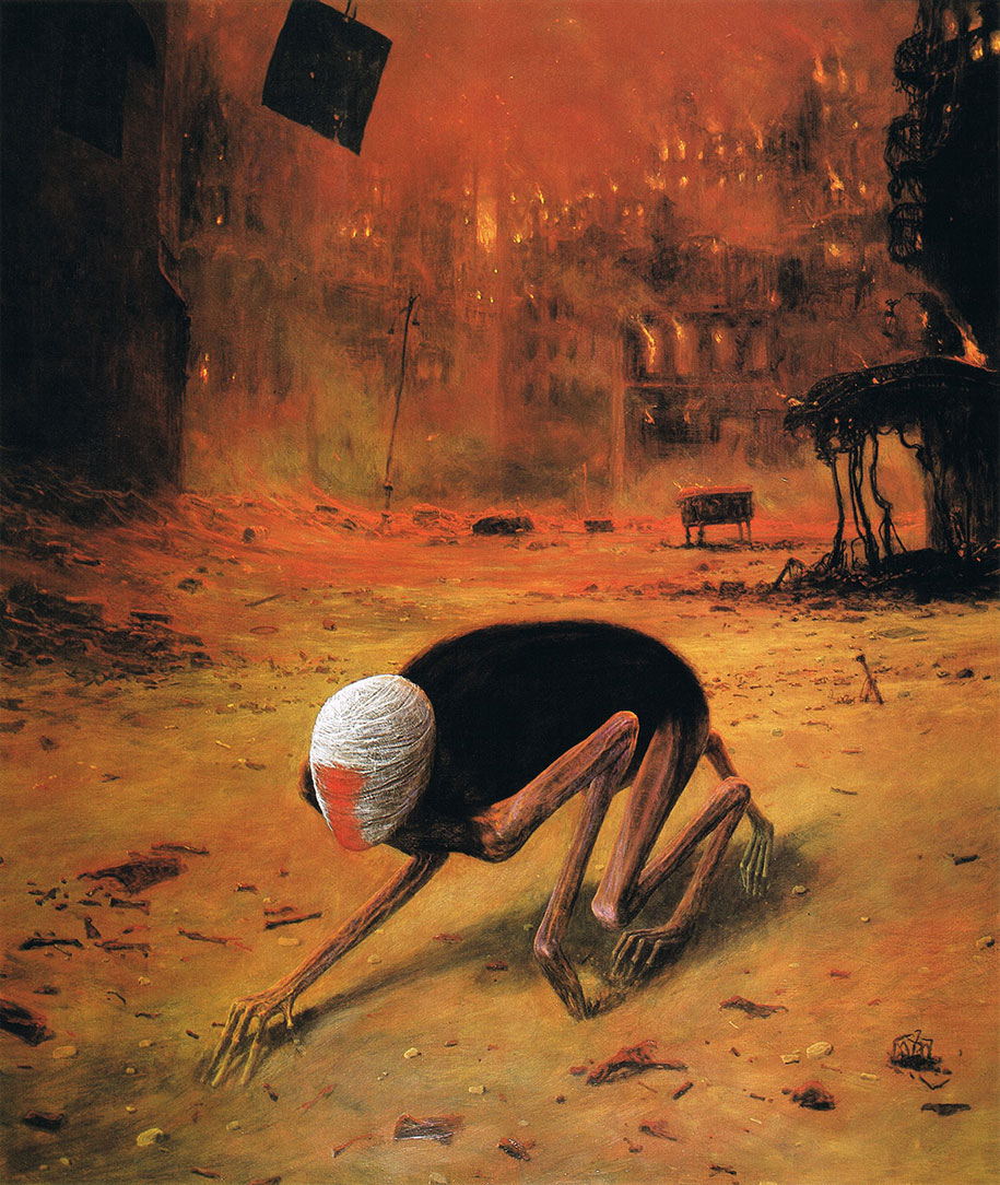 915x1084 Polish Artist's Terrifying Art And His Sad Life Story - Beksinski Painting