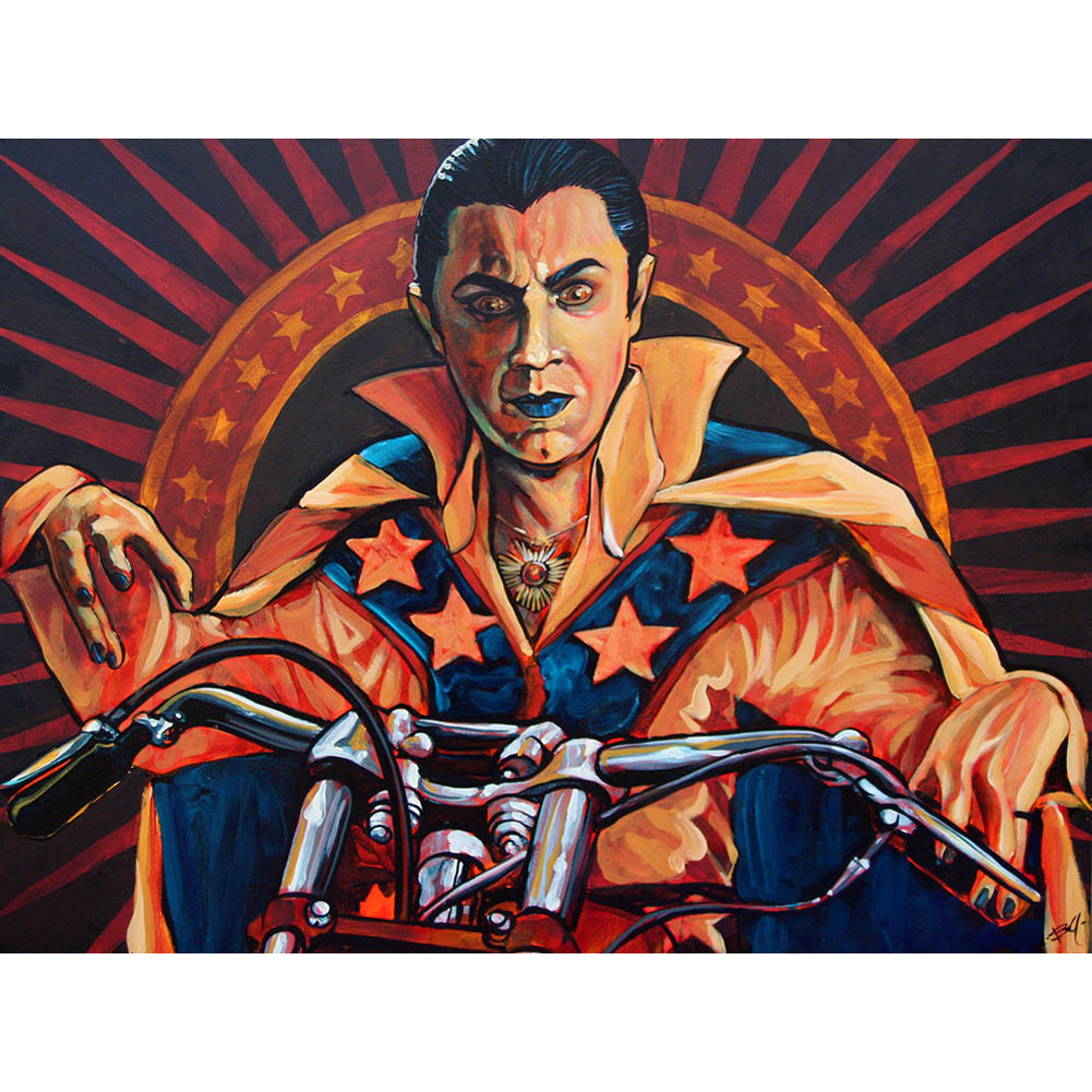 1001x1001 Count Knievel By Mike Bell Evil Knievel Dracula Bela Lugosi Canvas - Bela Lugosi Painting