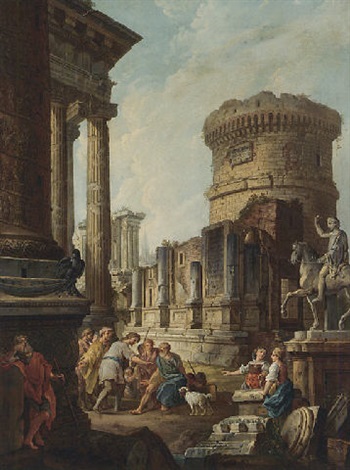 350x470 Belisarius Begging Alms In A Capriccio Of Classical Ruins - Belisarius Painting