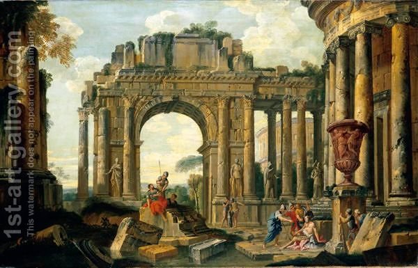 600x385 An Architectural Capriccio With Belisarius And Soldiers Among - Belisarius Painting
