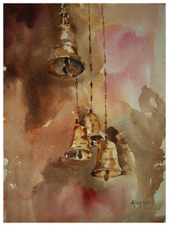 239x320 Weekend Brushstrokes Temple Bells - Bell Painting