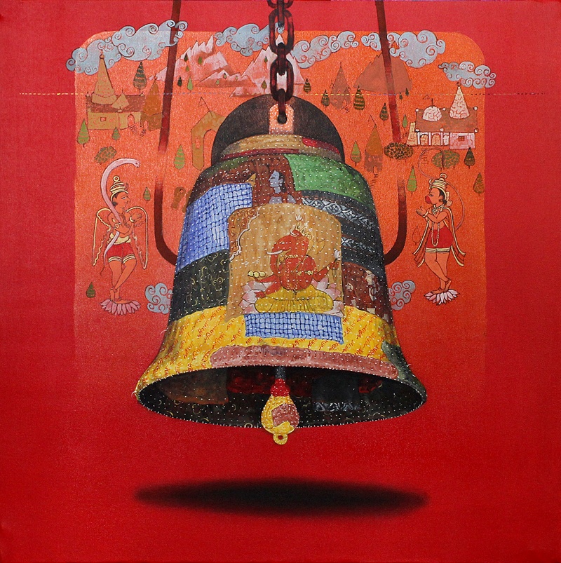 800x803 Bell By Artist Ramchandra Kharatmal Figurative Art Acrylic Oil - Bell Painting