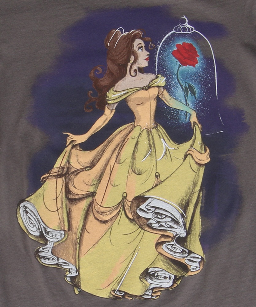 834x1000 Disney Illustrated Belle Juniors T Shirt - Belle Painting Disney