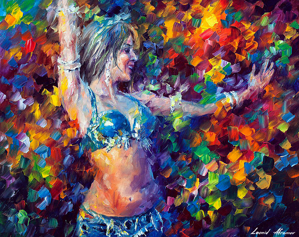 1000x793 Belly Dancer Palette Knife Oil Painting On Canvas By Leonid - Belly Dancer Painting