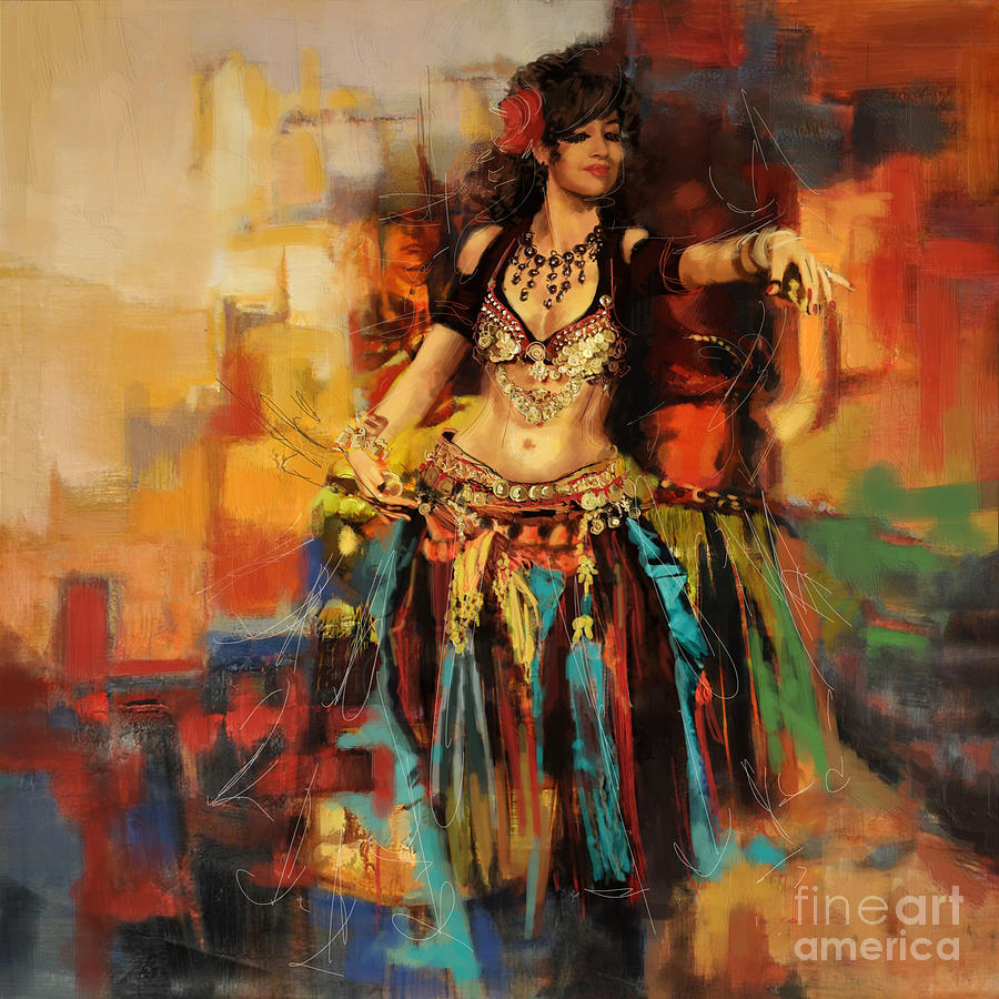 900x900 Belly Dancer 9 Painting By Corporate Art Task Force - Belly Dancer Painting
