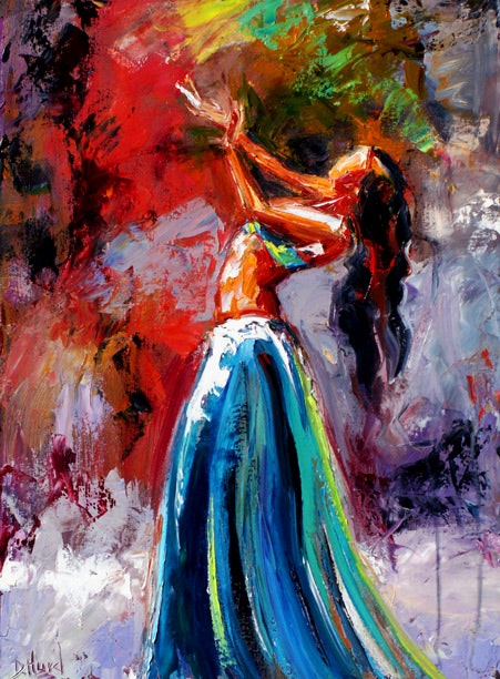 451x612 Eve, Belly Dancer, Dancer Art, Dance Painting By Debra Hurd By - Belly Dancer Painting