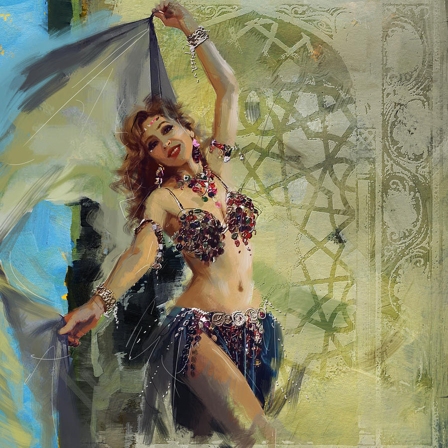 900x900 Abstract Belly Dancer 13 Painting By Corporate Art Task Force - Belly Dancer Painting