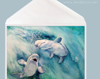340x270 Beluga Whale Card Etsy - Beluga Whale Painting
