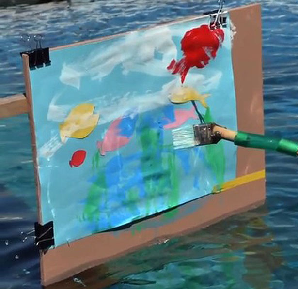 615x597 Japanese Beluga Whales Learn To Paint Weird Hut - Beluga Whale Painting