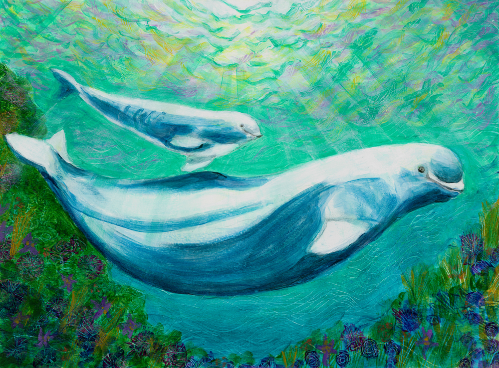1000x738 Beluga Whale Heni's Happy Paintings - Beluga Whale Painting