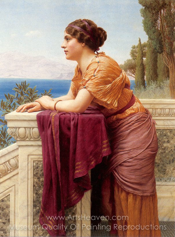 605x820 Reproduction Painting John William Godward The Belvedere, Hand - Belvedere Painting