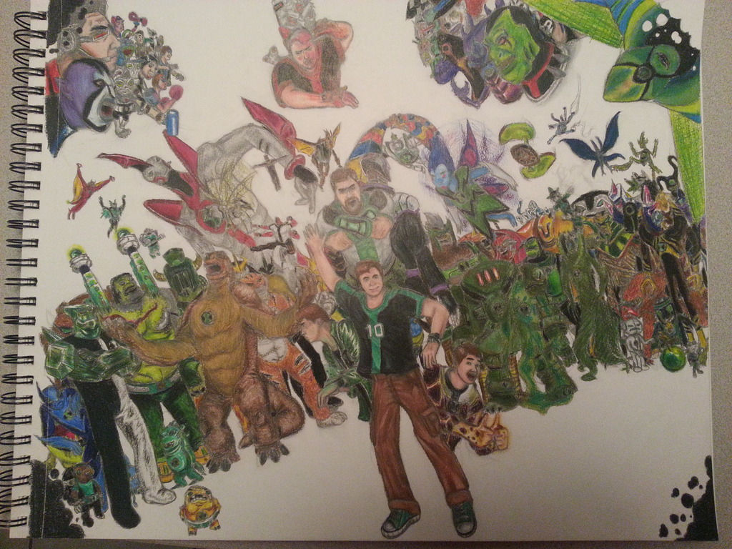 1024x768 It's Hero Time!' Ben 10 Fanart - Ben 10 Painting