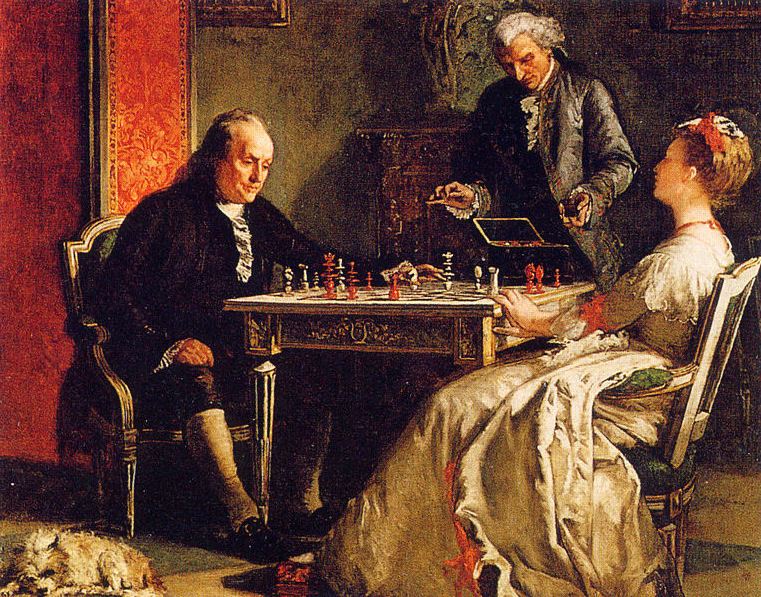 761x597 Chess Games Of The Rich And Famous Ben Franklin And Lady Howe - Ben Franklin Painting