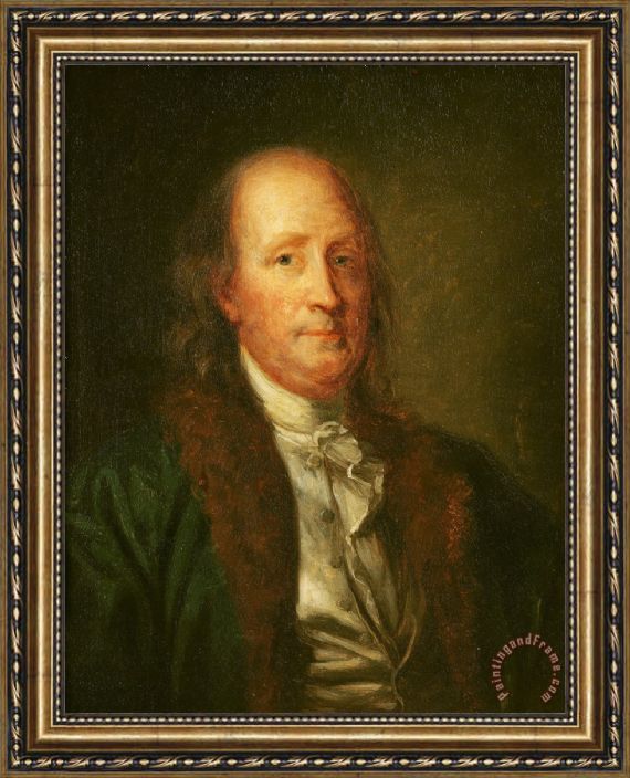 570x704 George Peter Alexander Healy Portrait Of Benjamin Franklin Framed - Ben Franklin Painting