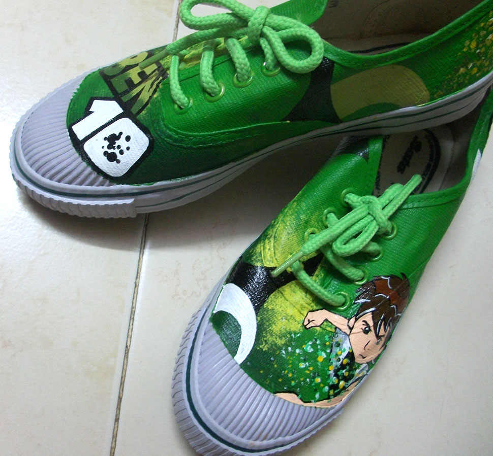 970x899 Ben 10 Green Hand Painted Shoes, T Shirts, Onesie And More By Esbe - Ben Ten Painting