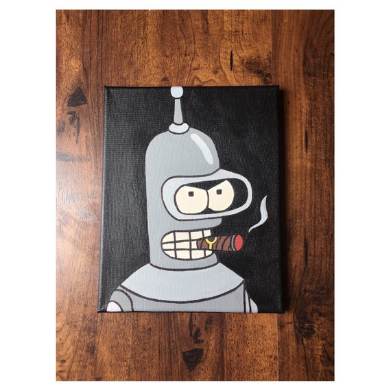 570x570 Bender Smoking A Cigar Painting Hand Painted Painting - Bender Painting