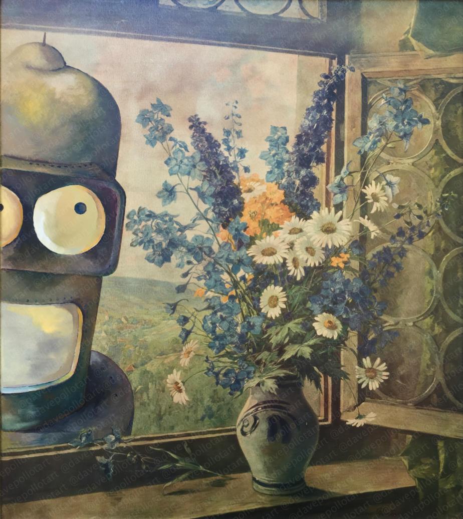 924x1036 Outside, Looking In' Futurama Bender Parody By Dave Pollot - Bender Painting