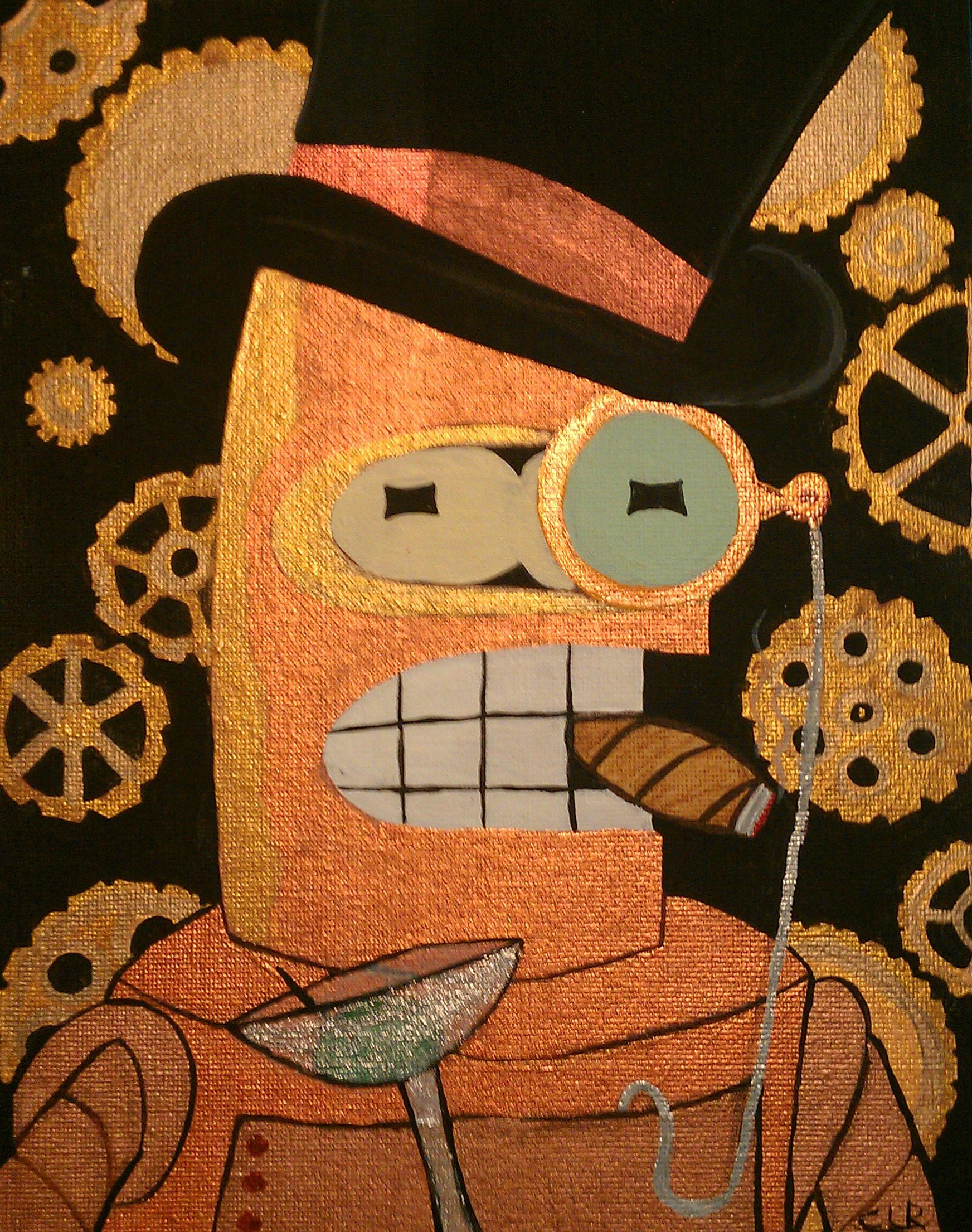 1744x2210 Steampunk Bender Painting I Made For A Friend Futurama - Bender Painting