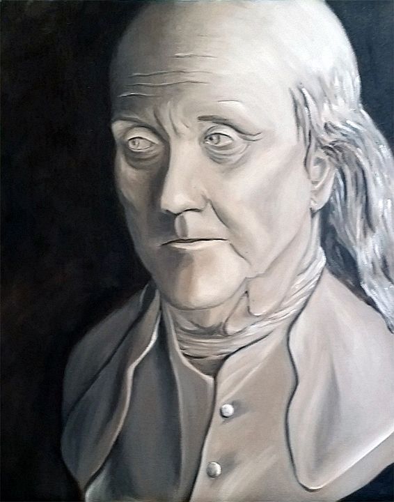 566x720 Painting Of A Bust Of Benjamin Franklin, In Oil Paint Some Of My - Benjamin Franklin Painting