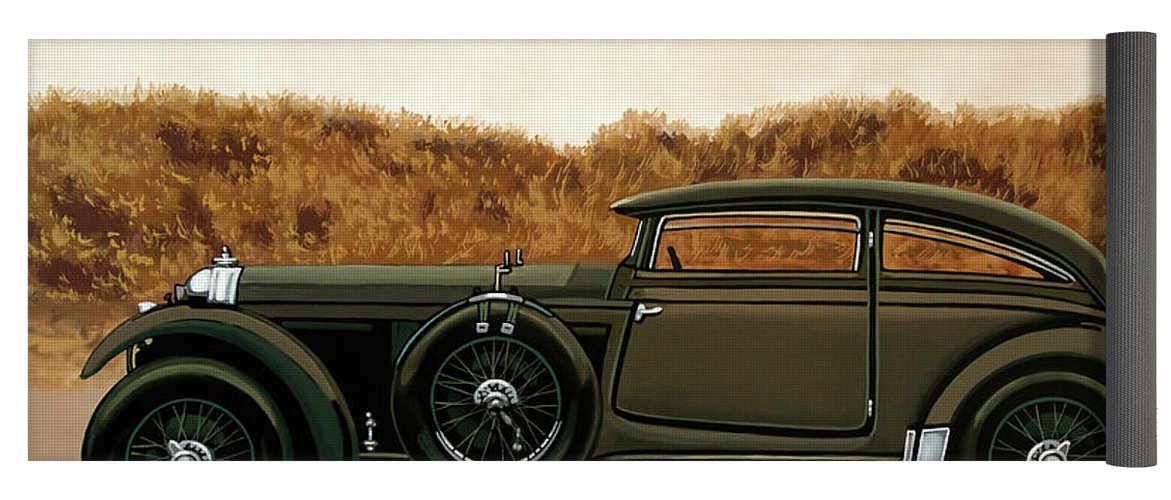 1171x500 Bentley Blue Train 1930 Painting Yoga Mat For Sale By Paul Meijering - Bentley Painting