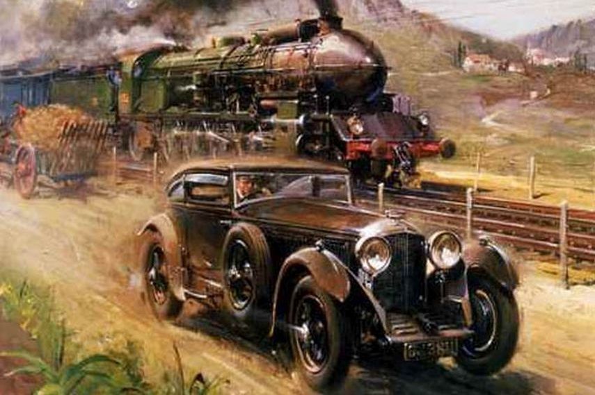 855x569 Bentley Speed Six The Blue Train Legend - Bentley Painting