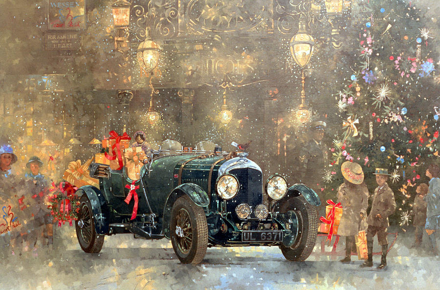 900x593 Christmas Bentley Painting By Peter Miller - Bentley Painting