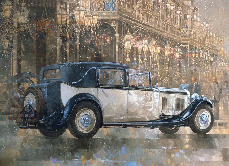 900x652 Christmas Lights And 8 Litre Bentley Painting By Peter Miller - Bentley Painting
