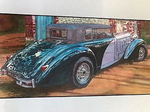 300x225 Photo Realism Signed Art Drawing Painting Bentley Vintage Car - Bentley Painting