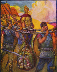 239x300 Tolkien Beowulf Warrior The Head Of Grendel Painting 8x10 Real - Beowulf Painting