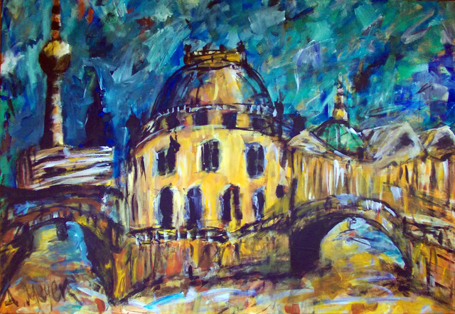 640x441 Alan Meyer Artwork Berlin Original Painting Oil Figurative Art - Berlin Painting