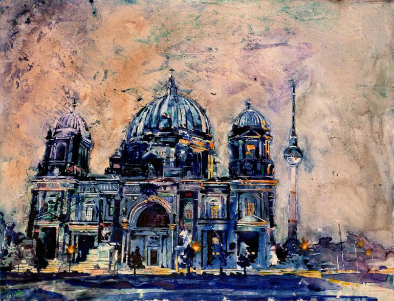 770x588 Saatchi Art Cathedral In Berlin, Germany Watercolor Painting - Berlin Painting