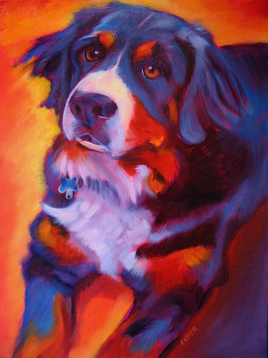 524x700 Bernese Mountain Dog Painting By Kaytee Esser - Bernese Mountain Dog Painting