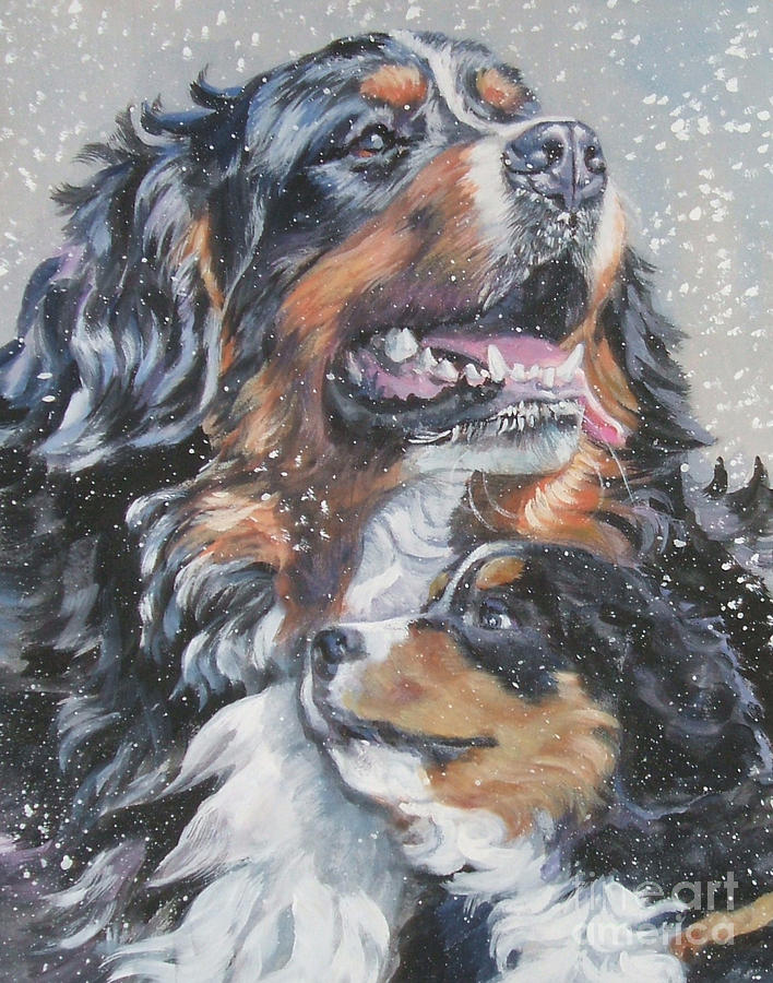 708x900 Bernese Mountain Dog With Pup Painting By Lee Ann Shepard - Bernese Mountain Dog Painting