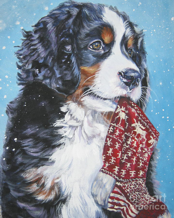 720x900 Bernese Mountain Dog Xmas Stocking Painting By Lee Ann Shepard - Bernese Mountain Dog Painting