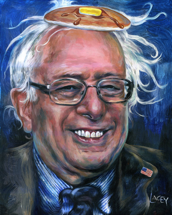 570x713 Canvas Print Smiling Bernie Sanders Pancake Portrait - Bernie Sanders Painting