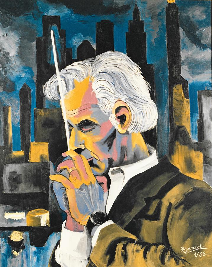 717x900 Leonard Bernstein Portrait Painting By Preciada Azancot - Bernstein Painting