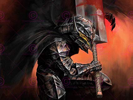 425x319 Manga Anime Berserk Guts Giant Sword Helmet 18x24 - Berserk Painting