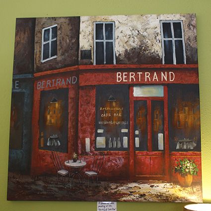 425x425 Framed Paris Art Print Chez Bertrand By Chiu Tak Hak Paris Cafe - Bertrand Painting