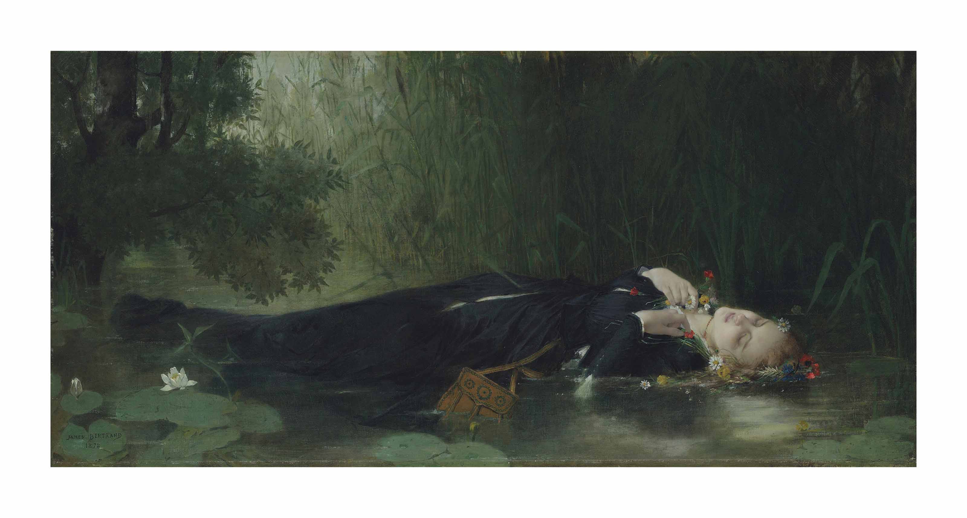 3200x1715 Jean Baptiste (James) Bertrand (French, 1823 1887) Ophelia - Bertrand Painting