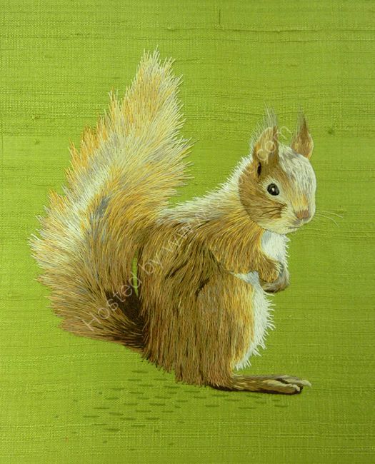 525x650 Needle Painted, Silk Shaded Squirrel By Marina Berts - Berts Painting