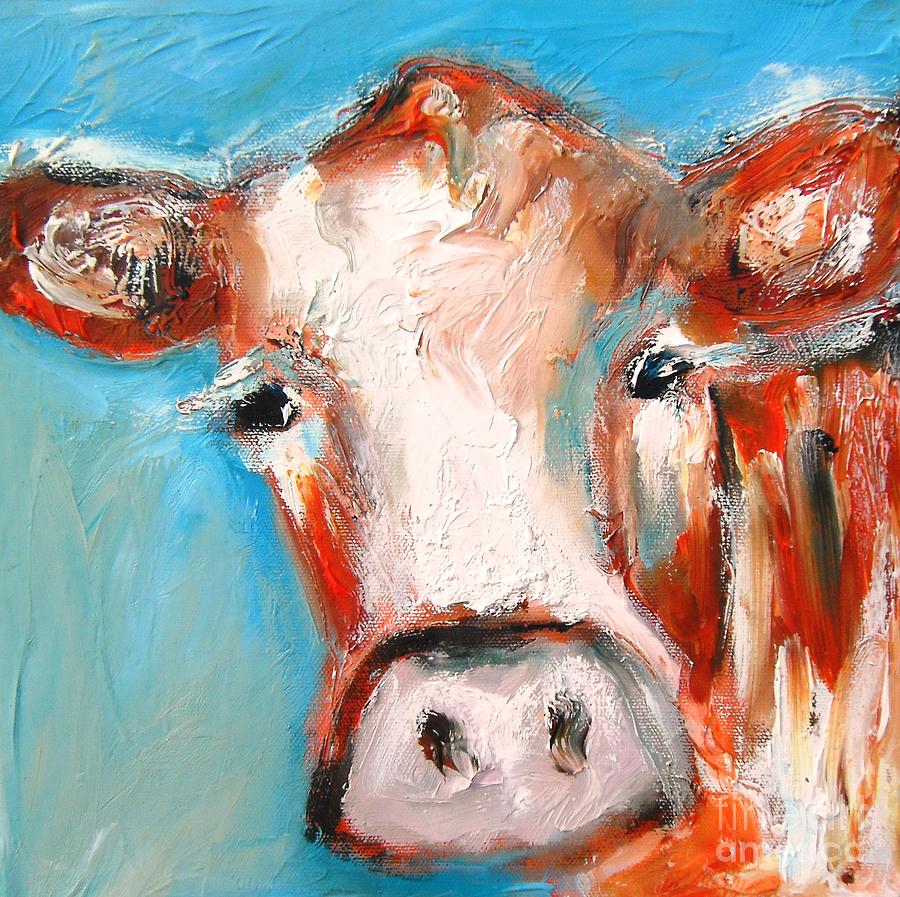 900x897 Bessie The Cow Painting By Mary Cahalan Lee Aka Pixi - Bessie The Cow Painting