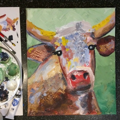 400x400 Bessie The Cow Painting - Bessie The Cow Painting