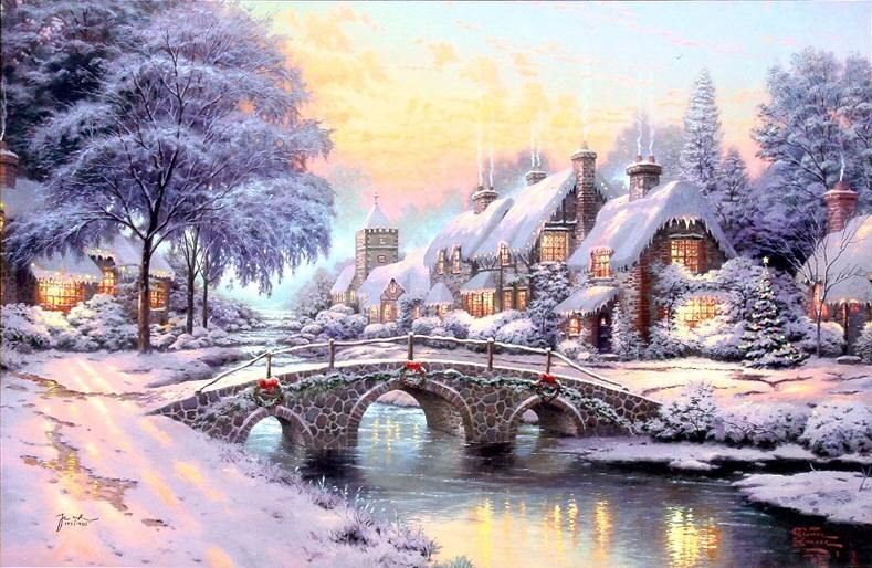 789x514 Thomas Kinkade Cobblestone Christmas Painting Best Cobblestone - Best Christmas Painting