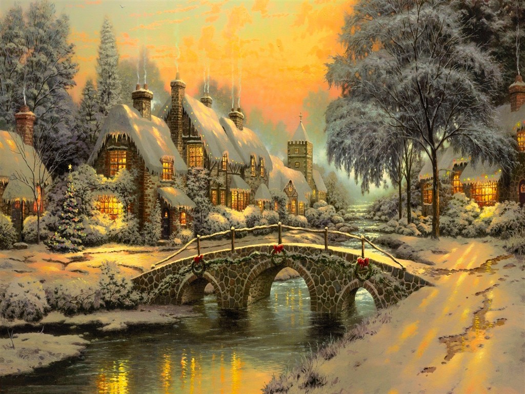 1024x768 Best Christmas Painting Wallpapers Christmas Wishes Greetings - Best Christmas Painting