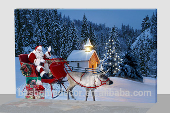 350x233 Best Price Large Lighted Christmas Canvas,santa Claus Painting - Best Christmas Painting