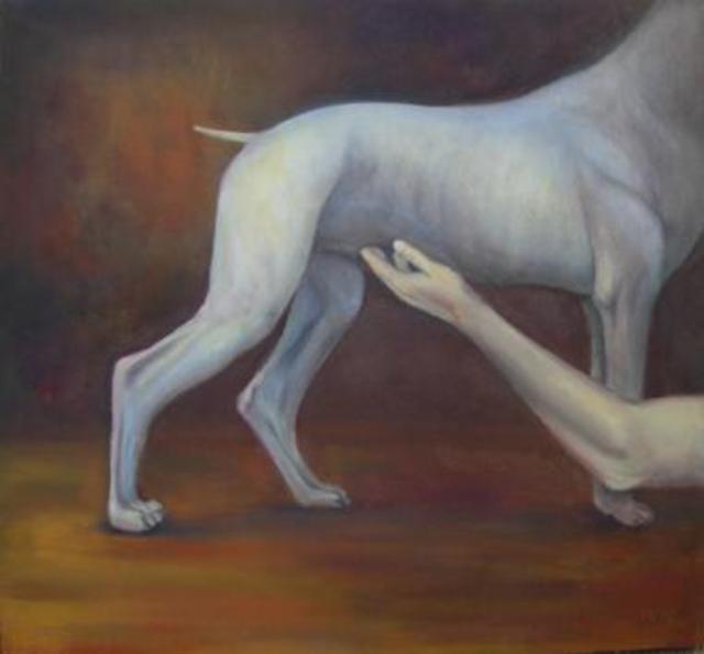 640x595 Enrique Poza Artwork The Best Friend Of The Dog Original - Best Friend Painting